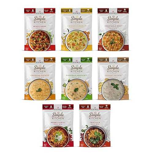 ReadyWise - Simple Kitchen, Soup Sampler, Variety Pack, 8 Servings Per Pouch, Family Size, Gluten Free Options, Freeze Dried Food, Pack of 8