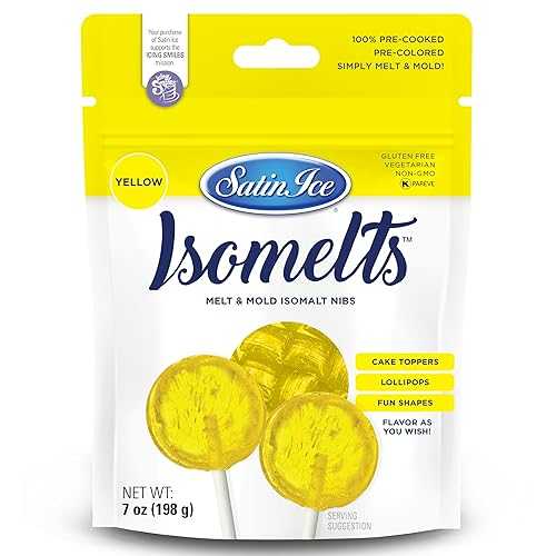 Satin Ice Isomelts for Making Lollipops (Yellow) (7薬局衡オンス Pouch) No Prep Isomalt, Pre-Colored, \u0026 Sugar-Free