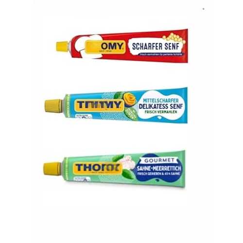 Generic German Mustard Scharfer Senf Delikates Senf -Medium Scharf and Gourmet Sahne-Meerrettich