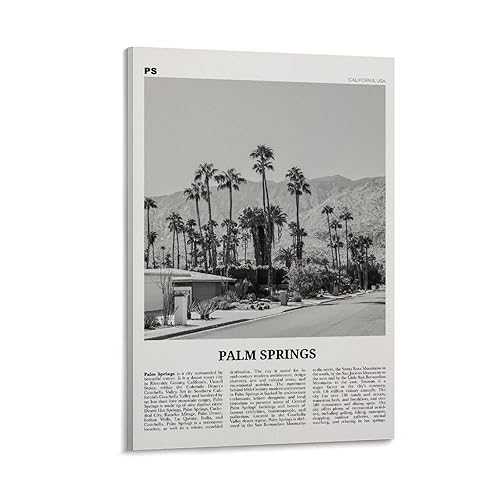 LINXIAH Palm Springs Print Black And White No 1, Palm Springs Wall Art, Palm Springs Poster Canvas Poster Wall Art Decor Print Picture Paintings for Living Room Bedroom Decoration Framed-20x30inch