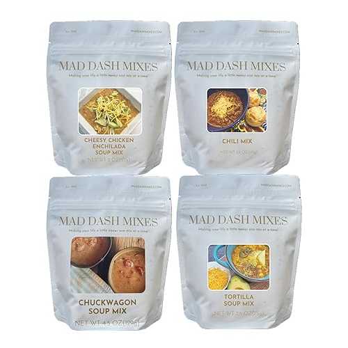 Mad Dash Mixes Tex Mex Soup Bundle 4 Pack Enchilada, Tortilla, Chuckwagon \u0026 Chili Gourmet Hand Blended Premium Dry Spice Mix