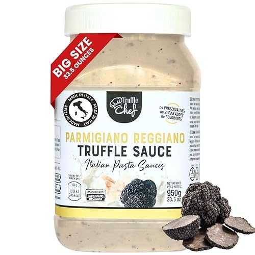GL Truffle GOURMET LINE Parmigiano Reggiano Truffle Cheese Sauce, Large Jar, Pasta Sauce, Pizza Topping, Madewith Parmigiano Reggiano PDO, Chopped Summer Truffle and Juice, 33.5 OZ, Made インチ Italy