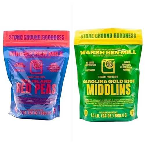 Generic Marsh Hen Mill Red Peas \u0026 Carolina Gold Rice Middlins Southern Hoppin John 2-Pack, Stone Ground \u0026 Gluten-Free, 1.5 重量ポンド Bags Heirloom Lowcountry Staples