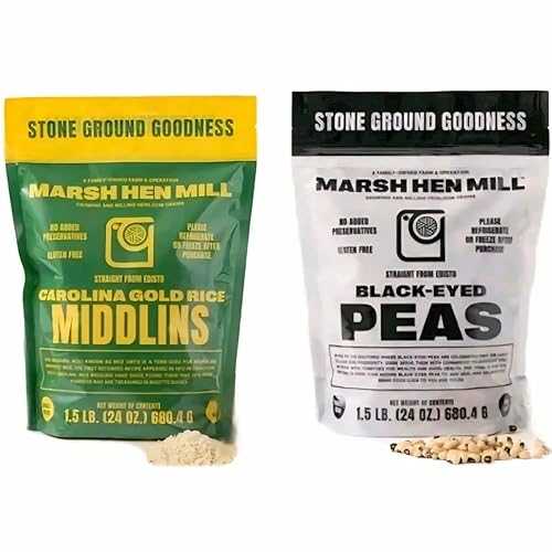 Generic Marsh Hen Mill Stone Ground Rice Middlins and Black-Eyed Peas Bundle, Gluten Free, 1.5 重量ポンド Each, No Preservatives