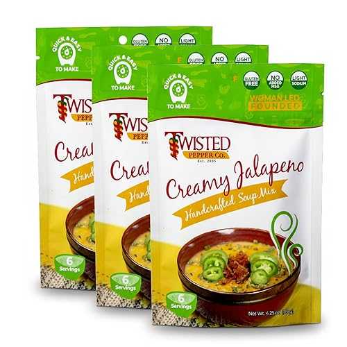 Twisted Pepper Co. Creamy Jalape・・o Dry Soup Mix - Handcrafted Homestyle Creamy Soup, Gluten-Free, Rich Flavor with Jalape・・OS, Bacon Bits, Green Chilies, Cheddar Cheese, - Serves 6 Twisted Pepper Co. Creamy Jalape o