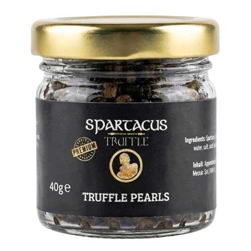 Spartacus Truffle Pearls 40 g Gourmet Truffle Pearls (50% Pearls \u0026 50% Chopped Truffle) Luxury Culinary Garnish for Pasta, Steak, Sushi \u0026 Fine Dining