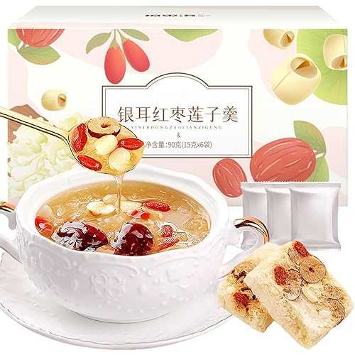 CICITANNI Red Date \u0026 Lotus Seed Snow Fungus Instant Soup, 3.2薬局衡オンス (90g) - Perfect for Office, Travel \u0026 Home, Enjoy Hot or Cold, 5-Ingredient Mix, Just Add Water, Individually Packaged, Vegan \u0026 Gluten-Free