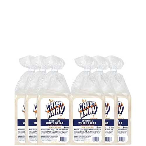Crust Away Crustless Bread, White Sandwich Bread, No Crusts, Ready for Lunch \u0026 Kids Meals 7 Clean Ingredients Non-GMO, Kosher, All Natural Pack of 6