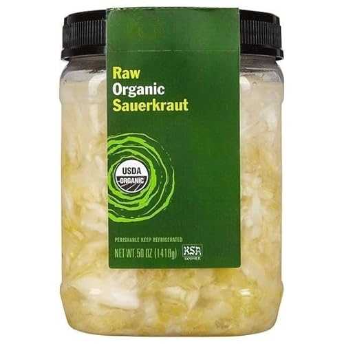 Generic Raw Organic Sauerkraut, USDA Organic; Kosher, ORGANIC GREEN CABBAGE, SEA SALT*, ORGANIC GARLIC. [ 50 薬局衡オンス, 3.12 重量ポンド ]