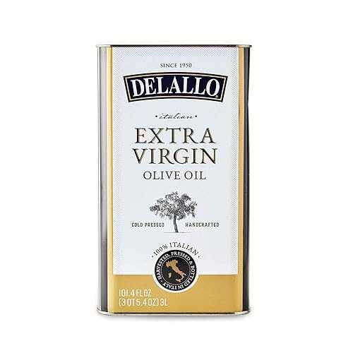 DeLallo Extra Virgin Olive Oil, Made インチ Italy, Bulk Size Container, Made with Cold Pressed Olives, Non-GMO, Kosher, Vegan, All Natural, 3 Liter Can