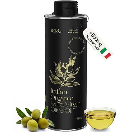 Yolioo 100% Italian Organic Olive Oil Extra Virgin / Polyphenol Rich Extra Virgin Olive Oil Cold Pressed EVOO / Early Harvest from Tuscany (26.4薬局衡オンス)