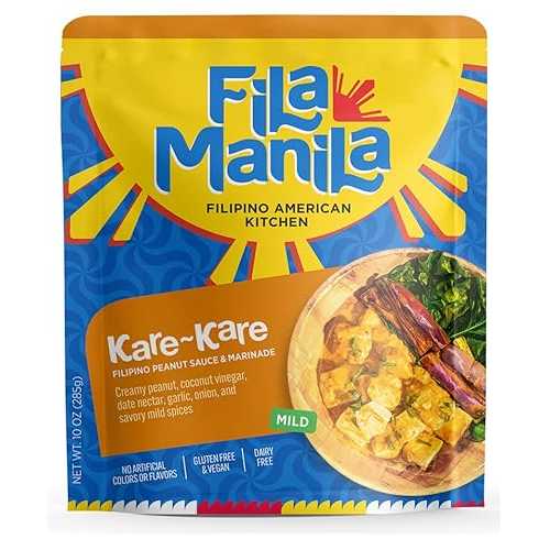 Fila Manila Kare-Kare Filipino Peanut Simmer Sauce \u0026 Marinade Savory Peanut, Garlic, \u0026 Onion, 8 薬局衡オンス pouch, NO MSG Added, Vegan, Gluten Free, Dairy Free, 三酸化ヒ素 Seen on TikTok (1 pack)