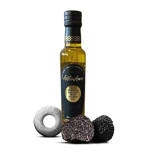 Katankura Black Truffle Olive Oil With Real Gold Flakes / Garnishing Dressing Seasoning / Vegan Gluten Free Non-GMO Drizzle Oil 8.45 FL Oz