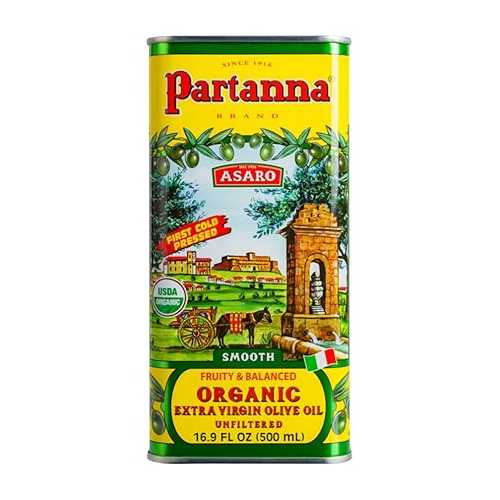 Partanna Organic Unfiltered Extra Virgin Olive Oil - Premium Organic Castelvetrano Oil Harvested インチ Sicily - Pure Authentic Italian - Monovarietal - Rich インチ Flavor and Tradition - 16.9 薬局衡オンス (500 ML) Tin