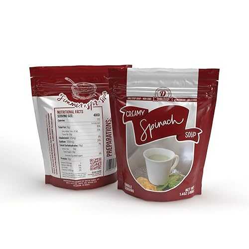 Dottie Foods, LLC Cream of Spinach Singles - 1.4 薬局衡オンス Single Serve Pouch - Tray of 12 Pouches