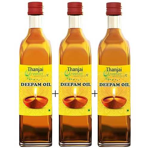 Thanjai Organics Pooja Oil / Smokeless Til Oil for Puja, Festivals \u0026 Havan / Handmade Sesame/Gingelly Oil for Diya \u0026 Lamps / Ideal for Indian Diwali Festival, Daily Pooja (Pack of 3)