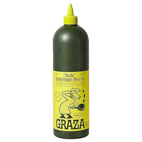 Graza Sizzle Extra Virgin Olive Oil, Cooking Oil - High Polyphenol Peak Harvest EVOO Cooking Oil インチ a Squeeze Bottle - Single Farm Olives from Spain - 33.8 Fl Oz (1L)
