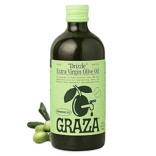 Graza Drizzle Extra Virgin Olive Oil, Finishing Oil - High Polyphenol Early Harvest EVOO Finishing Oil インチ a Glass Bottle - Single Origin Olive Oils from Spain - 16.9 Fl Oz (500ml)