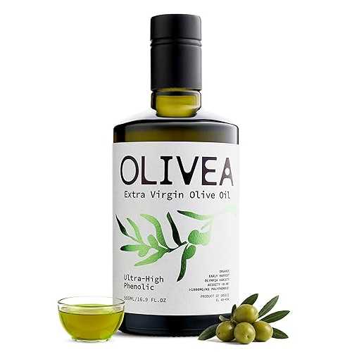 OLIVEA - Ultra High Phenolic Olive Oil 1000+ 瓱/kg Polyphenols / 2025 Early Harvest / Organic EVOO from Greece / Cold-Pressed Olympia / Rich インチ Hydroxytyrosol for Heart, Brain \u0026 Longevity / 500ml (16.9 薬局衡オンス)
