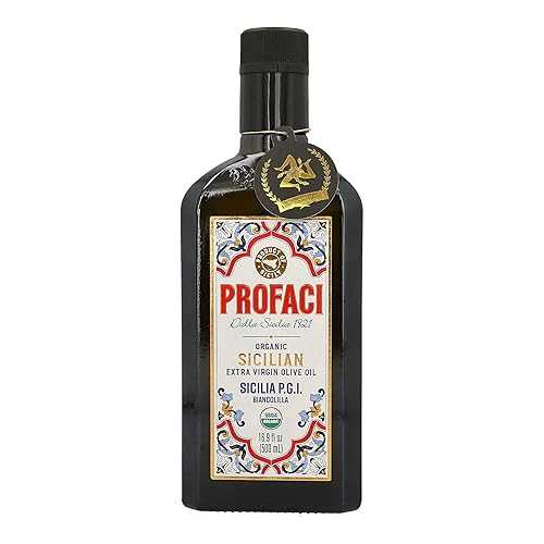 Profaci Sicilian Organic Extra Virgin Olive Oil, 100% Biancolilla Olives, Cold-Pressed High Polyphenol
