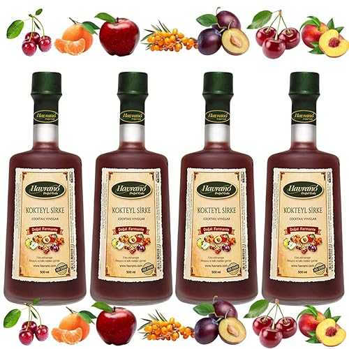 Generic Cocktail Vinegar, Additive-free, 100% Natural, Organic, Fermented, Organic, Turkish Product, A Natural \u0026 Pure Flavor Extravaganza with Fruit Essences (500 ml / 16.9 fl 薬局衡オンス) - PACK OF 4
