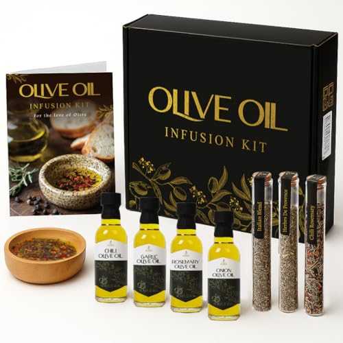 CRAFTY MIXOLOGIST Infused Olive Oil Gift Set Variety Pack - 4 Flavored Olive Oil Extra Virgin, 3 Spice Flavorful Infusion Blends, Bread Dipping Bowl \u0026 Recipe Booklet - Set of 8 Gourmet Cooking Gifts for Women - Moth