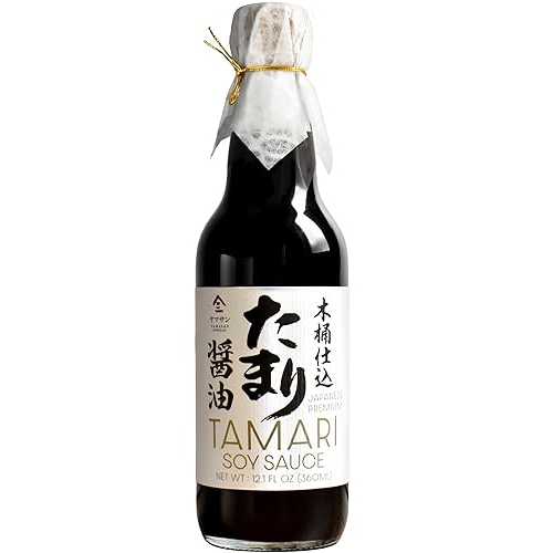 YAMASAN KYOTO UJI Japanese Premium Tamari Soy Sauce, Aged for 2 Years インチ Wooden Barrel, Gluten-Free, Rich Umami, Intense and Full-Bodied, For Steaks, Sushi and Much More, No MSG, 360mL(12.1floz)