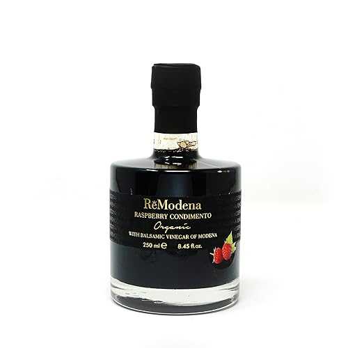 ReModena Organic Raspberry Balsamic Vinegar 250ml / USDA Organic IGP Balsamic from Modena, Italy / No Caramel Coloring or Preservatives