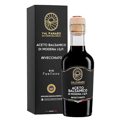 Val Panaro Oak Barrel Aged Balsamic Vinegar of Modena P.G.I 250 ml Glass Bottle, Authentic Italian Condiment for Salads, Fish, Vegetables \u0026 Marinades