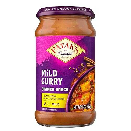 Patak s Mild Curry Simmer Sauce - Coconut-Based Curry Sauce with Red Bell Peppers \u0026 Spices - Gluten-Free \u0026 Vegan Indian Mild Sauce - Perfect for Quick and Easy Curry Dishes - 15薬局衡オンス Jar (Pack of 3)