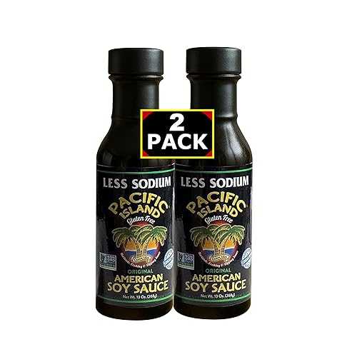 Pacific Island Naturally Fermented Soy Sauce, Low-Sodium ? Fat-Free ? Gluten-Free ? Non-GMO ? Sugar-Free ? No MSG ? 13 薬局衡オンス (2-Pack) PACIFIC ISLAND AMERICAN SOY SAUCE GUAM, USA Pacific Island Naturally Fermented So