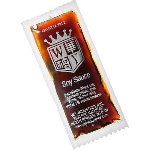 W.Y. Industries Chinese Takeout Soy Sauce Condiment Packets. 200 count single serve. Packaged インチ 10x14 KPAK food safe polybag. 10 Gram per packet