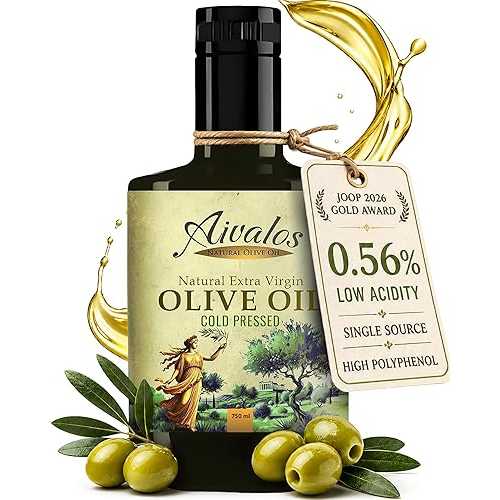 Aivalos Extra Virgin Olive Oil - Single Estate High Polyphenol Early Harvest EVOO from Turkey / Cold Pressed at 27°C / 0.56% Low Acidity, Lab Tested / Ayval・・k Ancient Heritage / Luxury Glass Bottle - 750ml AIVALOS
