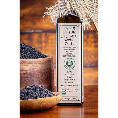 Live Oil by Lesna USDA Certified Organic Black Sesame Seed Oil Raw, Cold-Pressed インチ Wooden Barrels Unrefined, Pure, Aromatic Cooking \u0026 Finishing Oil