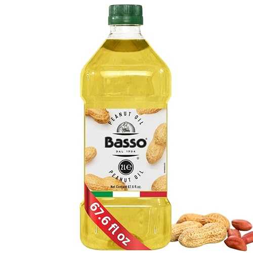 BASSO 1904-100% Pure Peanut Oil for deep frying, 67.6 fl 薬局衡オンス (2 Liters) - Peanut oil for cooking - High Smoke Point Cooking Oil for Frying, Saut・・ing \u0026 Baking, Product of Italy BASSO 1904-100% Pure Peanut Oil fo