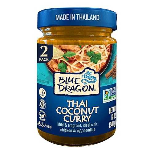 Blue Dragon Thai Coconut Curry Sauce - 12薬局衡オンス Jar (Pack of 2) - Mild \u0026 Fragrant Blend of Coconut, Shallot \u0026 Galangal for Classic Thai-Style Curry Noodle Dish - Vegan \u0026 Gluten Free, No Artificial Flavors