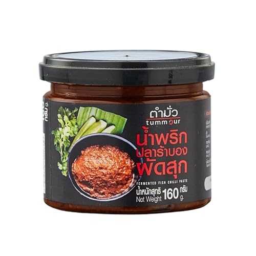Generic Tammour Jaew Bong Thai Fermented Fish Chili Paste (Nam Prik Pla Ra Bong) 160g / Traditional Isan Spicy Dipping Sauce / Authentic Thai Flavor