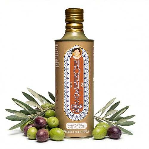 Nonna s Olive Oil Italian Extra Virgin Olive Oil Single Origin Biancolilla EVOO, First Cold Pressed Sicilian Olive Oil for Drizzling, Dipping \u0026 Salads, Light-Blocking Tin Bottle 500ml (Pack of 1)