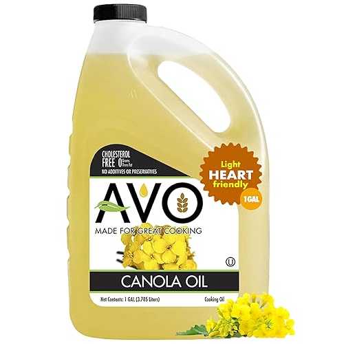 AVO Canola Oil 1 Gallon - 100% Pure Cooking Oil with Cholesterol Free, No Additives or Preservatives - Neutral Flavor Food Grade Oil for Frying, Baking, Saut・・ing \u0026 Dressings AVO Canola Oil 1 Gallon - 100% Pure C