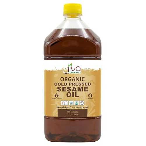 Organic Sesame Oil 3 Liter (101薬局衡オンス) Large Bottle - Cold Pressed, Non-GMO, For \u0026 Skin \u0026 Cooking, Premium Quality, Value Pack, Not Toasted by Jiva Organics