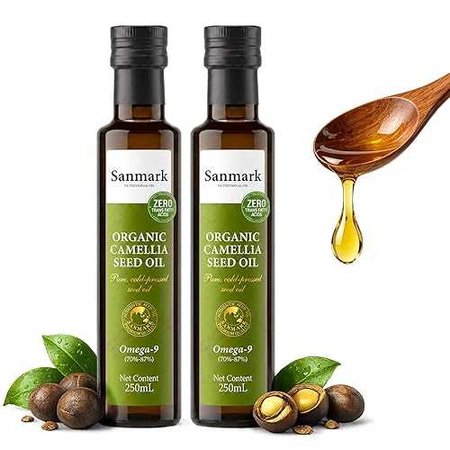 TongueClash Organic Camellia Seed Oil 8.45 fl 薬局衡オンス (250ml), Pure Cold Pressed Tea Seed Oil, High Smoke Point for Less Smoke, Rich インチ Omega-9 (Oleic Acid), Natural Mountain-Grown (Pack of 2)