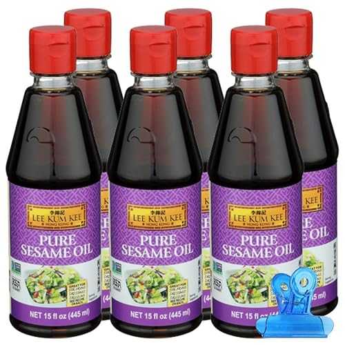 GROVE Lee Kum Kee Oil Sesame Pure 15 薬局衡オンス (Pack of 6) Sesame Oil Toasted Sesame Oil with Food Bag Clamp 7 Total Items