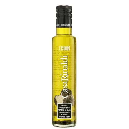 Casa Rinaldi Testimone Black Truffle Flavored Extra Virgin Olive Oil Rich Gourmet EVOO with Real Black Truffle Inside Italian Flavored Olive Oil for Steak, Pasta \u0026 Mushrooms (250ml)