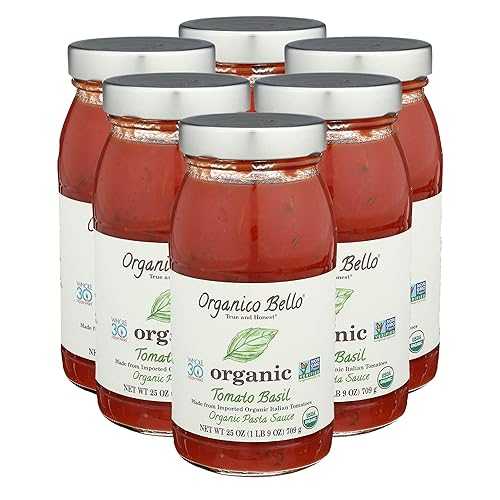 Organico Bello - Organic Gourmet Pasta Sauce - Tomato Basil - 25薬局衡オンス (Pack of 6) - Non GMO, Whole 30 Approved, Gluten Free