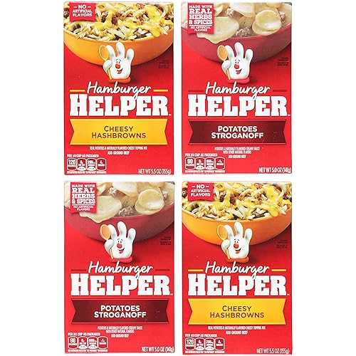 Hamburger Helper Variety Bundle: (2) Cheesy Hashbrowns 5.5薬局衡オンス and (2) Potatoes Stroganoff 5.0薬局衡オンス (4 Pack Total)