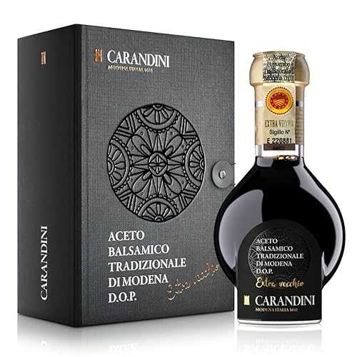 CARANDINI Traditional Balsamic Vinegar of Modena D.O.P Extra Aged 25 Years Made インチ Italy, 3.38 Fl Oz Gift Box \u0026 Blown Glass Dispenser Included, Perfect for Mother\u0027s Day Gift