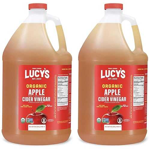 Lucy\u0027s Family Owned - USDA Organic NonGMO Raw Apple Cider Vinegar, Unfiltered, Unpasteurized, With the Mother, (2 Pack Gallon)