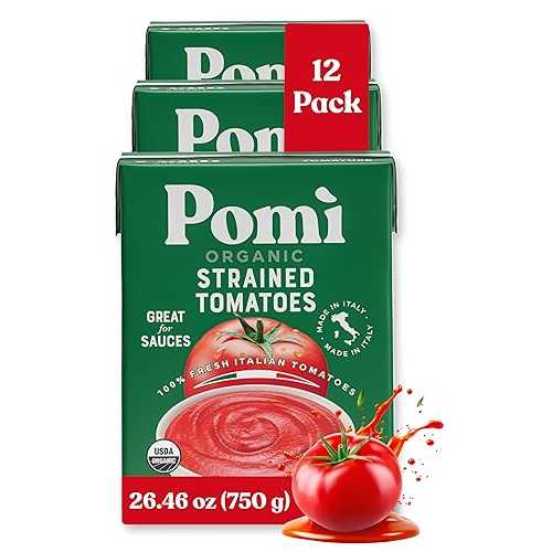 Pom・・ Organic Strained Tomatoes 26.46薬局衡オンス (Pack of 12)- Creamy, Velvety Puree - 100% Fresh Italian Tomatoes, Made インチ Italy - No additives, Kosher, Non-GMO, BPA-Free Carton, USDA Certified Organic Pom・・ Pom Organic St