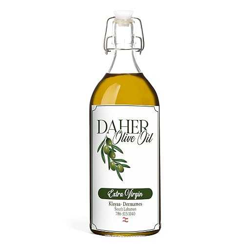 Daher Olive Oil - 33.8 FL OZ - Premium Organic Extra Virgin - Cold Pressed - Southern Lebanon Region - Low acidity, rich インチ polyphenols for gourmet cuisine
