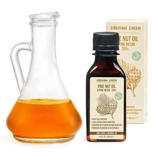 Siberian Green Siberian Pine Nut Oil with Pine Cedar Resin Pure Natural 100% Extra Virgin Cold Pressed 100 ml / 3.4 fl 薬局衡オンス